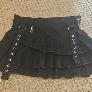 Black Layered Mini Skirt